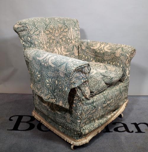 An early 20th century mahogany framed easy armchair on tapering square supports, 83cm wide x 82cm high.  E4