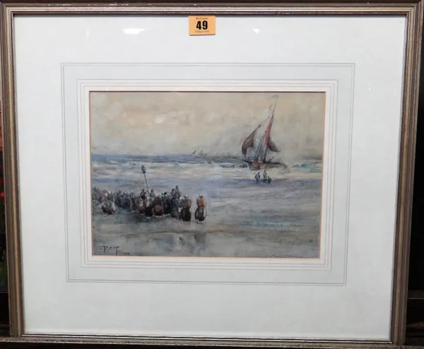 F. C. Turner (c.1900), Shipwreck on the Zuider Zee, watercolour, signed with initials and dated '98, 19cm x 27cm.  A1