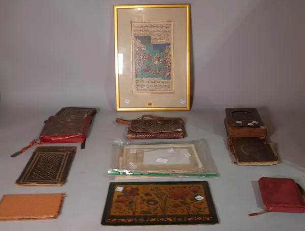 A group of Islamic manuscripts and fragmentary manuscripts,  including two on astronomy, two printed copies of the Rubayat of Omar Khayyam, leather an