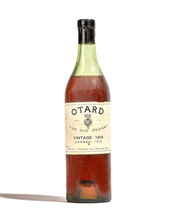 One bottle 1914 Otard fine old vintage cognac, level at high shoulders, re-capsuled.