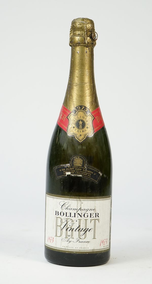 One bottle 1973 Bollinger vintage Brut champagne.