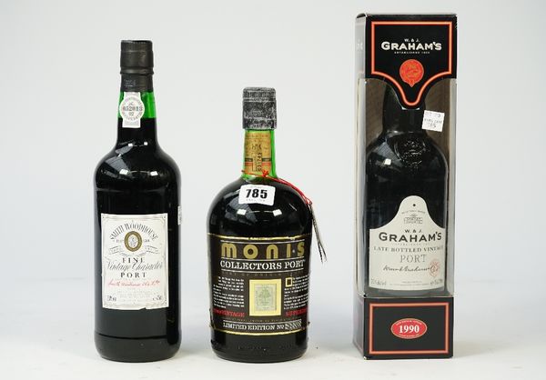 Three bottles of port comprising; 1948 Monis, 1990 LBV Grahams and a Smith Woodhouse fine port, (3).