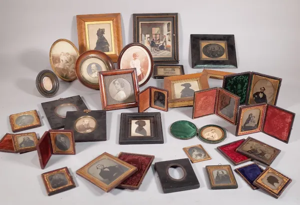 A quantity of early 20th century negative photographs within gilt metal frames and sundry, (qty). S5T