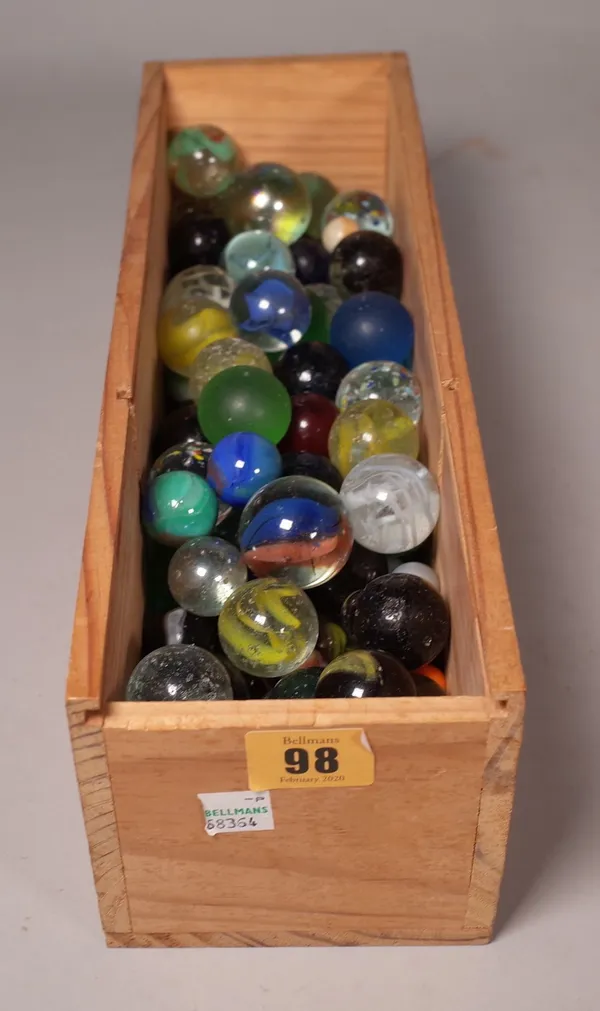 A quantity of Victorian and later glass marbles, (qty). CAB