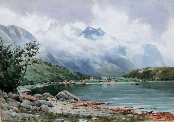 Frederick R. Fitzgerald (1897-1938), Mt Skaala, Leon; The Geiranger Fjord, Merok, two, watercolour, both signed, each approx 39cm x 55cm.(2)