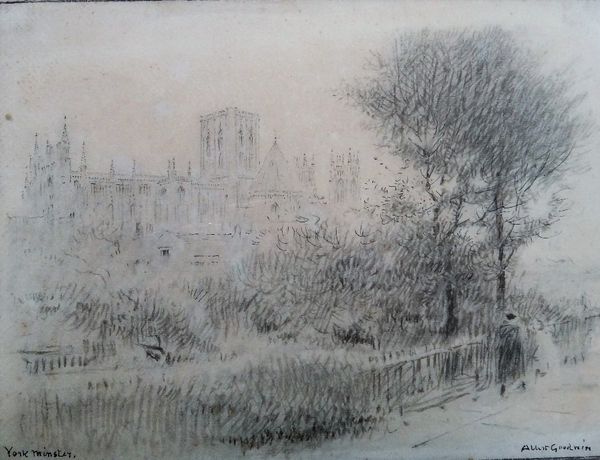 Albert Goodwin (1845-1932), York Minster, pen, ink, pencil and grey wash, signed and inscribed, 26.5cm x 35cm.   6231