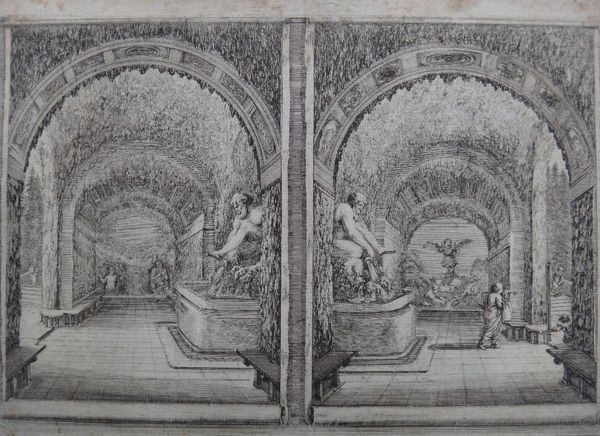 Stefano della Bella (1610-1664), Deux differents dessins d'une grotte, sur le Meme Planche, two etchings, unframed, the larger 25cm x 36cm.(2)