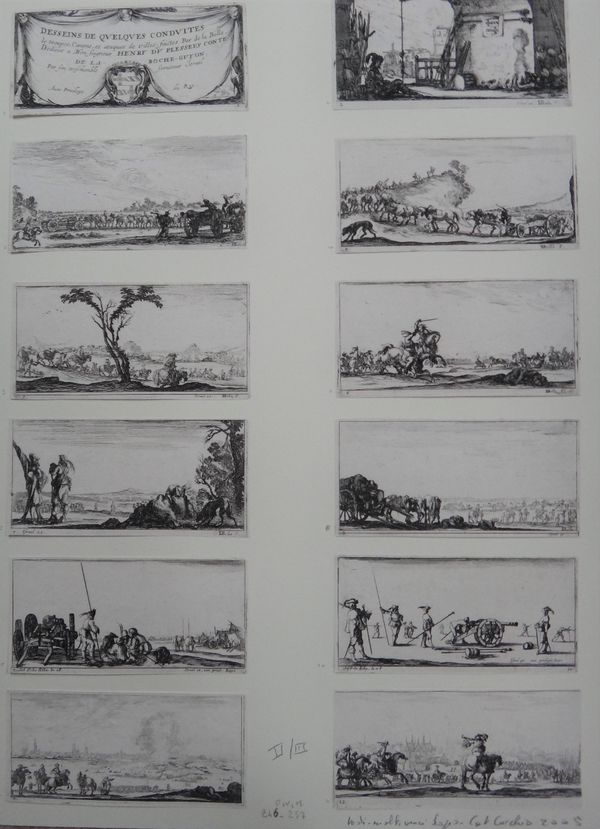 Stefano della Bella (1610-1664), Desseins de quelques conduites (de Vesme 246-257), the complete set of twelve, unframed each 6cm x 12.5cm.