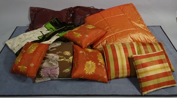 A quantity of 20th century various cushions and bed throws, (qty).  C5