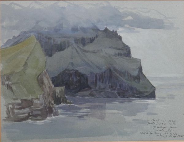 Roland Svensson (1910-2003), A sketch of Soay, St Kilda, watercolour and pencil, signed, inscribed and dated 1961, 30cm x 38.5cm. ARR