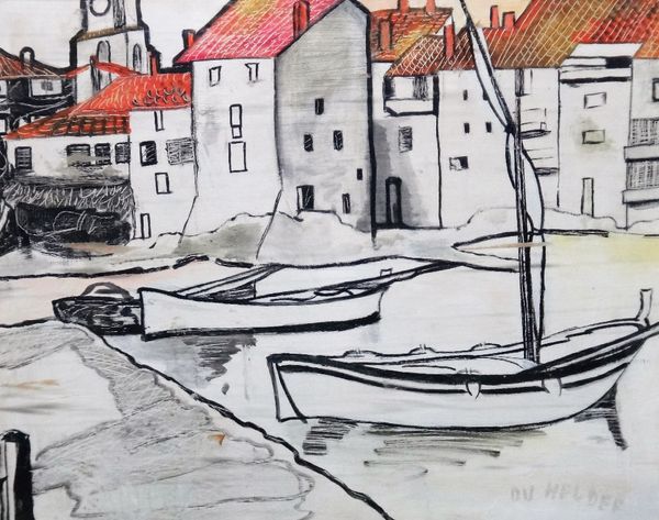 du Helder (20th century), Low tide, oil on canvas, signed, 48cm x 63cm. A/S