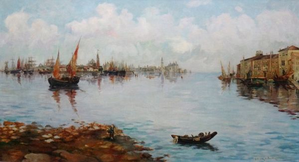 Gabrielle Collot de Bielliele? (19th/20th century), Venice, oil on canvas, indistinctly signed, 54cm x 99cm.