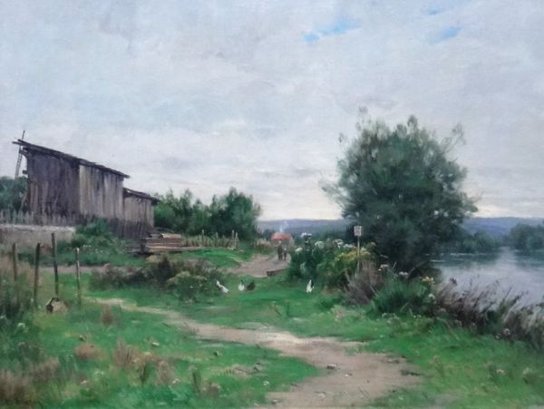 Adrien Jacques Sauzay (1841-1928), River landscape, oil on canvas, signed, 45cm x 60cm.