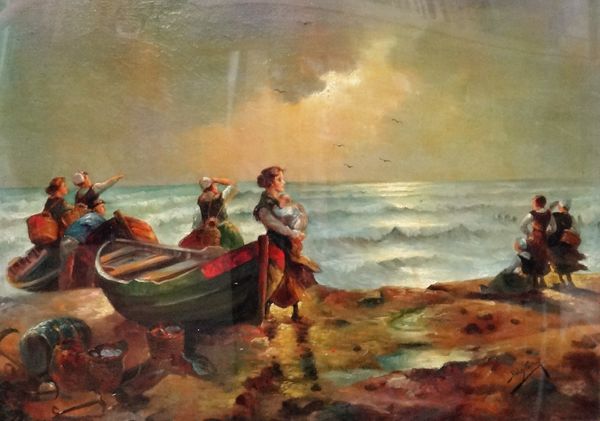 Sidney Cooper (20th century), Waiting for the fleet, oil on canvas, signed, 48cm x 68cm.