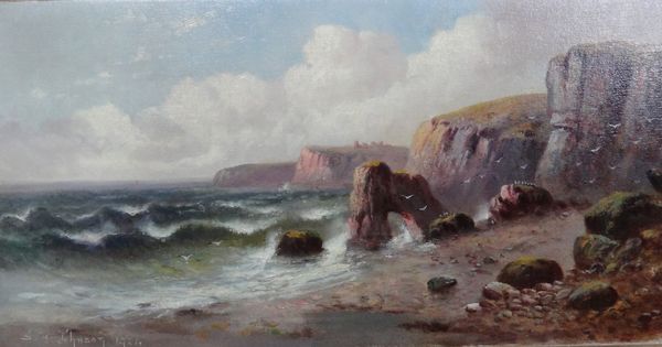 Sidney Yates Johnson (fl.1890-1926), Rocky coastal scene; The pool on the Llugwy, a pair, oil on canvas, both signed and one dated 1924, both unframed