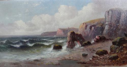 Sidney Yates Johnson (fl.1890-1926), Rocky coastal scene; The pool on the Llugwy, a pair, oil on canvas, both signed and one dated 1924, both unframed