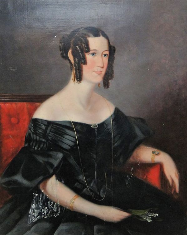 English Provincial School (19th century), Portrait of a lady, oil on canvas, 88cm x 70cm.