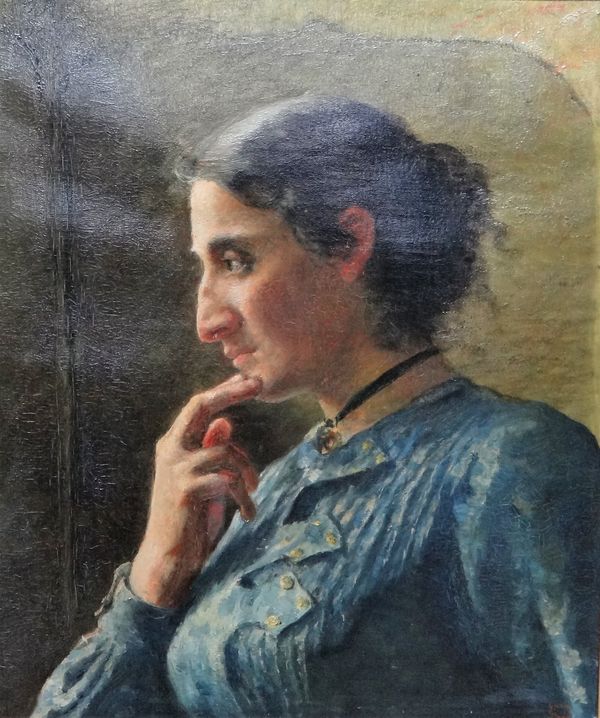 Remy Spee (19th century), Profile study of a woman, oil on canvas, signed, 52cm x 43cm.