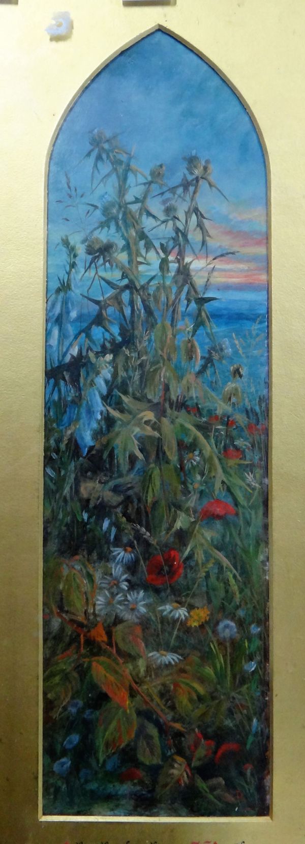 N. Rutherford? (19th century), Choked by weeds, oil on board, signed with monogram, 43.5cm x 12cm.