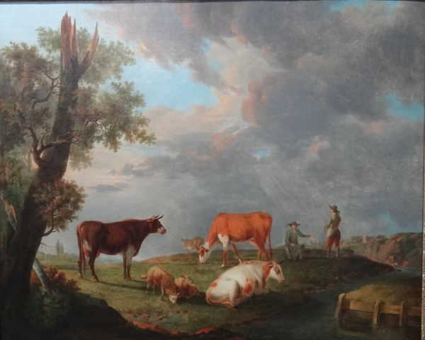 Manner of Aelbert Cuyp, Cattle in a landscape, oil on canvas, 50cm x 62cm.