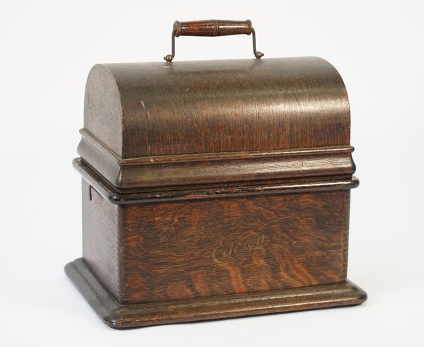 An Edison 'standard' phonograph, early 20th century, oak cased with approx. 30 cylinders.