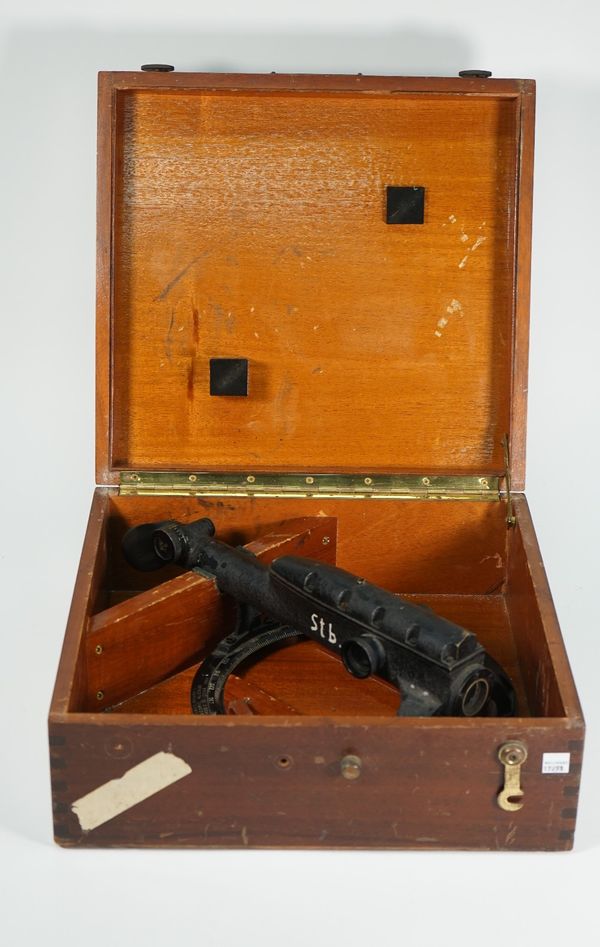 A United States Navy Buships telescopic Alidade, circa 1944, by Photogrammetric Instruments, Californian, in original fitted wooden case, 37.5cm wide.