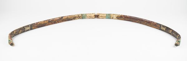 A Chinese Manchu folding bow, 19th century with shagreen collars to the iron hinge and polychrome painted decoration, 98cm, (a.f.).