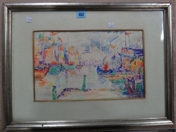 Manner of Paul Signac, On the Bosphorus, watercolour, bears a signature, 23cm x 37cm.   D1