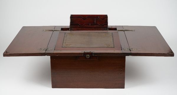 A late 19th century mahogany pop up writing slope/ stationery cabinet, with fitted interior, 47cm wide x 24cm high.