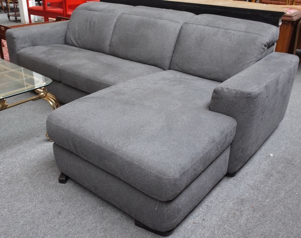 NATUZZI; a modern grey upholstered corner sofa, 245cm wide x 165cm deep.