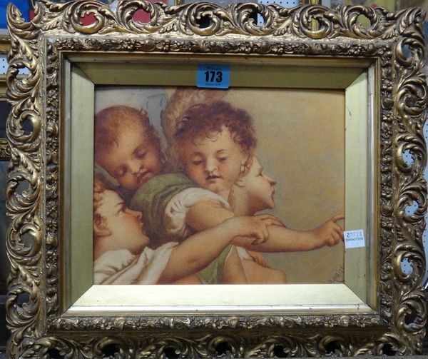 G. Gaggio (19th/20th century), Study of cherubs, watercolour, signed, 19cm x 24cm.  D1