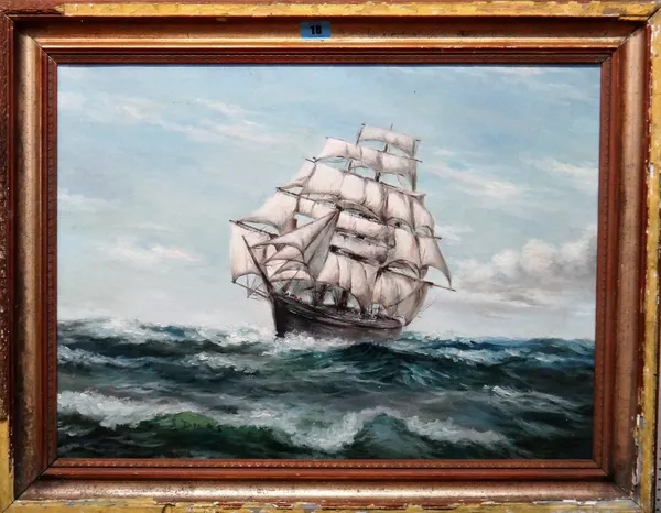 S. Dicks (20th century), A Clipper in choppy seas, oil on canvas, signed, 41cm x 56cm.  A1