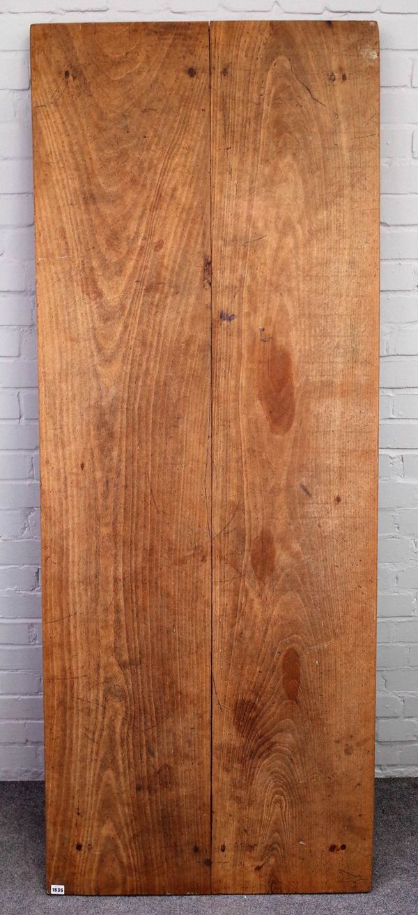 A 19th century chestnut twin plank table top, 77cm wide x 199cm long.