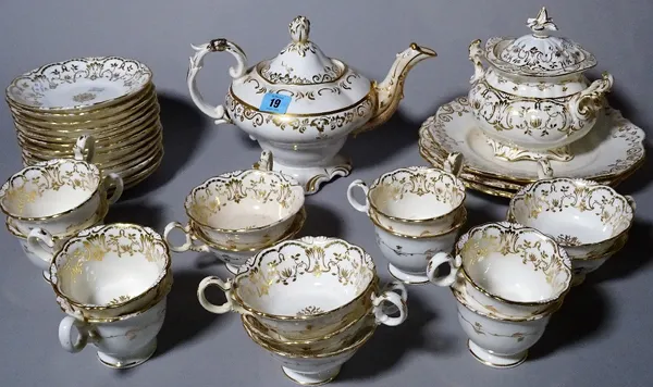 A Coalport white and gilt part tea and coffee service, (qty).  S4T