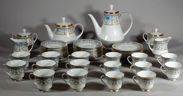 A modern Nortiake part tea set decorated in blue.  S2M