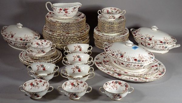 A Minton Ancestral floral decorated tea and coffee service.  S5T