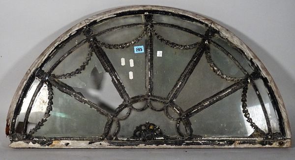 An 18th century and later demi-lune window panel, 92cm wide x 48cm high.  D5