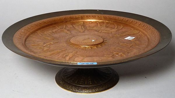 A mid-19th century copper grand tour tazza, 34cm diameter x 11cm high.  D2