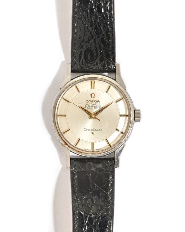 An Omega Constellation Automatic steel cased gentleman's wristwatch, the signed silvered dial with baton numerals, gilt hands and with centre seconds,