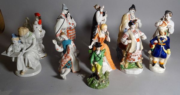 Eleven mid-20th century Russian porcelain figures, the tallest 26cm high, (11). S5T