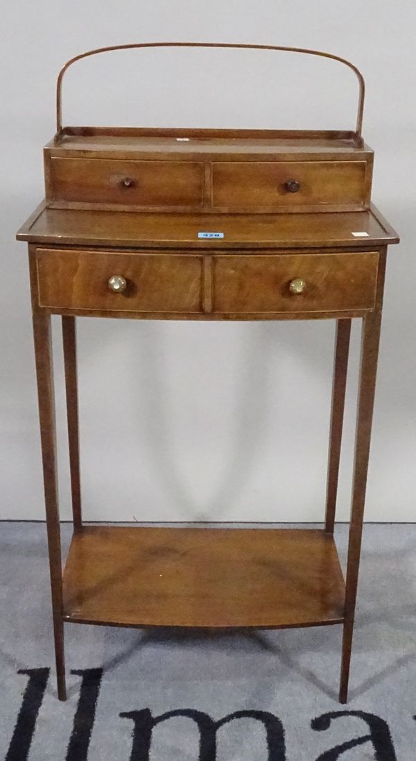 A 19th century mahogany reading table, with two drawer lift off super structure over bowfront base, with a pair of frieze drawers, 48cm wide x 94cm hi