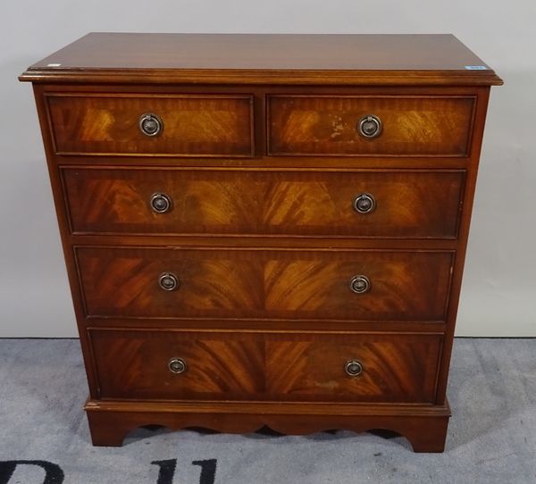 A George III style mahogany chest of two short and three long graduated drawers on bracket feet, 76cm wide x 79cm high. D3