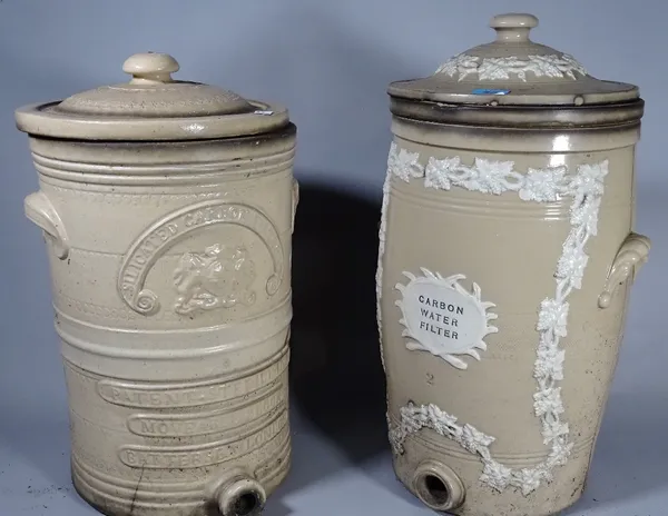 A near pair of Doulton stoneware water filters, 45cm high, (2).   S4B