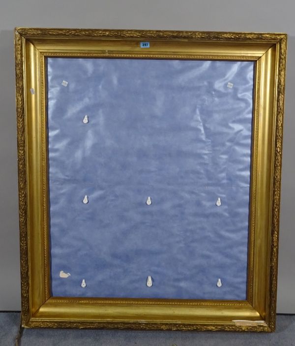 A 19th century giltwood and plaster frame with leaf moulding to the edges. B5