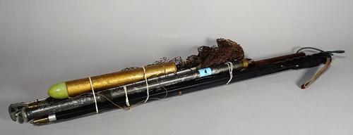 Fishing equipment; a vintage Hardy Brothers extending Gaff Alding with two salmon tailers one Sharpe's of Aberdeen one made in Britain, a vintage lure
