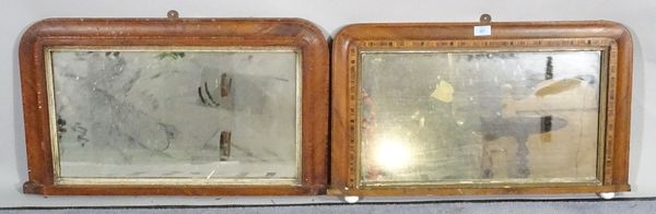 A pair of 19th century Tunbridge ware overmantel wall mirrors, 74cm wide x 46cm high.  B5