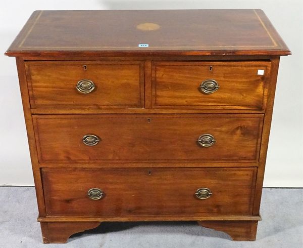 An Edwardian mahogany chest of two short and two long drawers, 106cm wide x 150cm high. D1