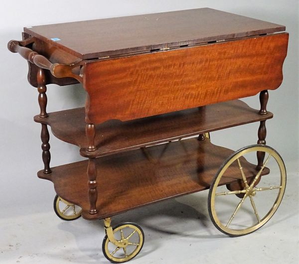 A Victorian style mahogany three tier serving trolley, 84cm wide x 74cm high. D1