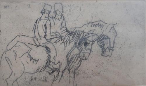 Frank Brangwyn (1867-1956), Two Arabs on horses; Costers' Carts; The Morning After; A goodbye at their friend's departure overseas; A Discussion; A st