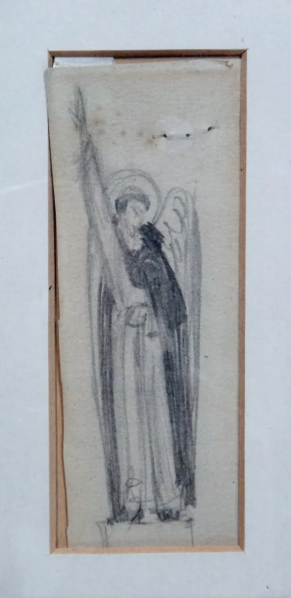 Attributed to Eric Gill (1882-1940), Angel - study for the Crucifixion, pencil, 11.5cm x 4cm.